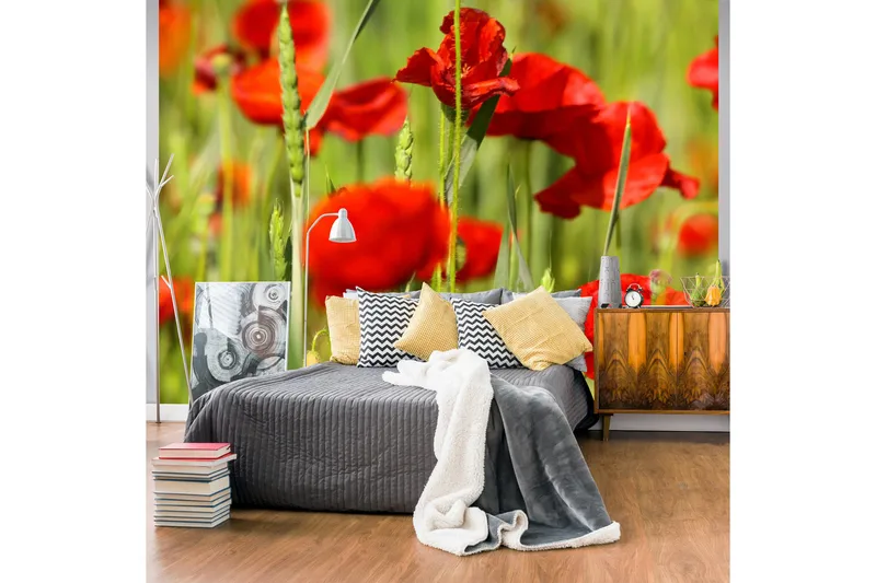 Valokuvatapetti Unikot viljapellolla 300x231, Artgeist sp. z o. o.