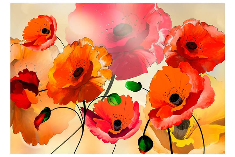 Valokuvatapetti Velvet Poppies 350x245 - Artgeist sp. z o. o. - Sisustustuotteet - Seinäkoristeet - Tapetit - Valokuvatapetit