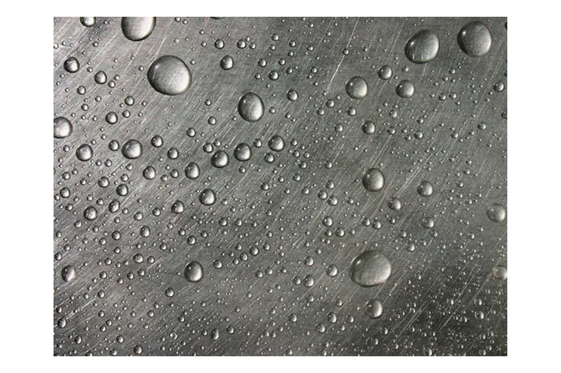 Valokuvatapetti Vesipisarat teräspinnalla 350x270, Artgeist sp. z o. o.