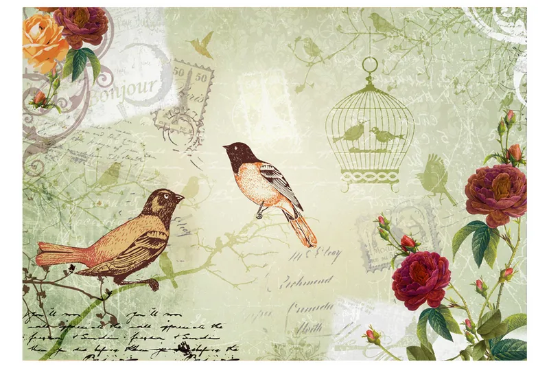 Valokuvatapetti Vintage Birds 200x140 - Artgeist sp. z o. o. - Sisustustuotteet - Seinäkoristeet - Tapetit - Valokuvatapetit