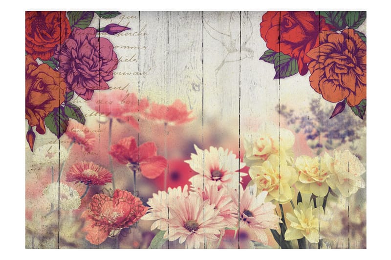 Valokuvatapetti Vintage Flowers 200x140 - Artgeist sp. z o. o. - Sisustustuotteet - Seinäkoristeet - Tapetit - Valokuvatapetit