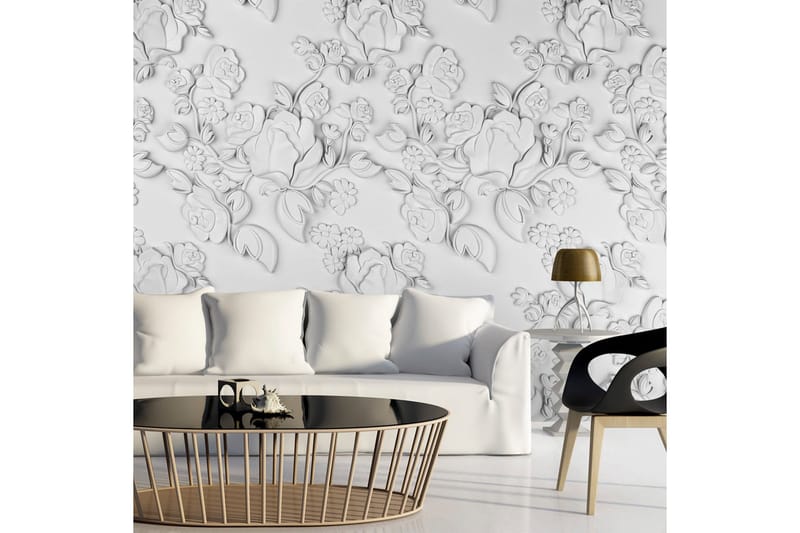 Valokuvatapetti White Ornament Roses 350x245, Artgeist sp. z o. o.