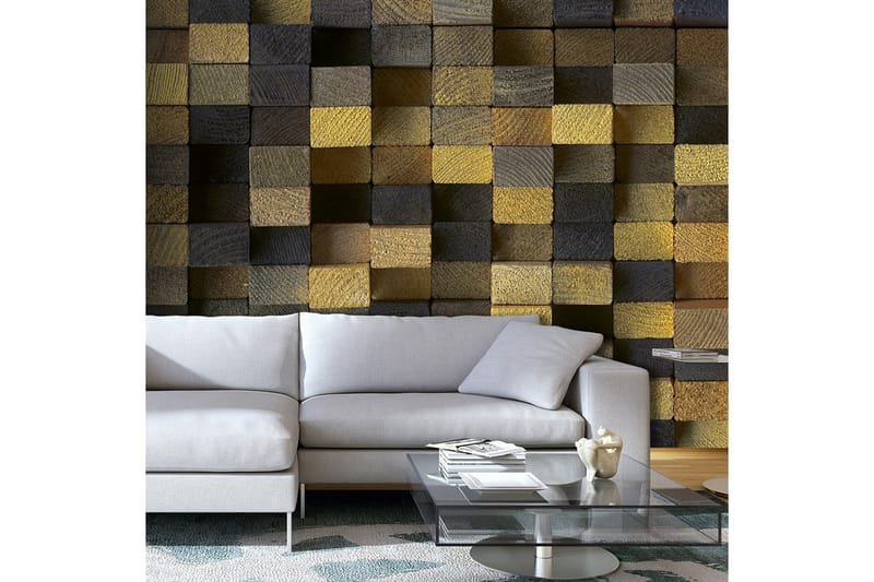 Valokuvatapetti Wooden Cubes 150x105 - Artgeist sp. z o. o. - Sisustustuotteet - Seinäkoristeet - Tapetit - Valokuvatapetit