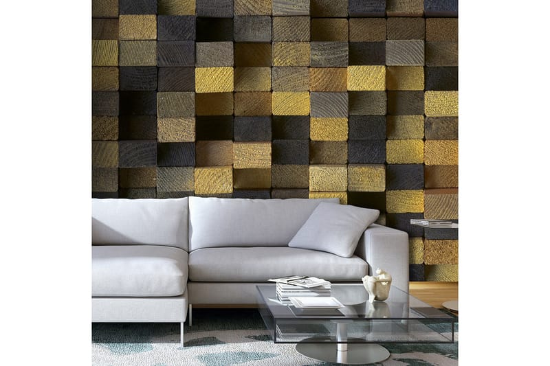 Valokuvatapetti Wooden Cubes 300x210 - Artgeist sp. z o. o. - Sisustustuotteet - Seinäkoristeet - Tapetit - Valokuvatapetit