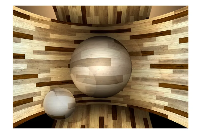 Valokuvatapetti Wooden Orbit 300x210 - Artgeist sp. z o. o. - Sisustustuotteet - Seinäkoristeet - Tapetit - Valokuvatapetit