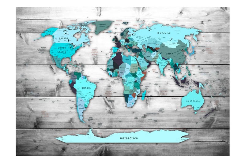 Valokuvatapetti World Map Blue Continents 200x140 - Artgeist sp. z o. o. - Sisustustuotteet - Seinäkoristeet - Tapetit - Valokuvatapetit
