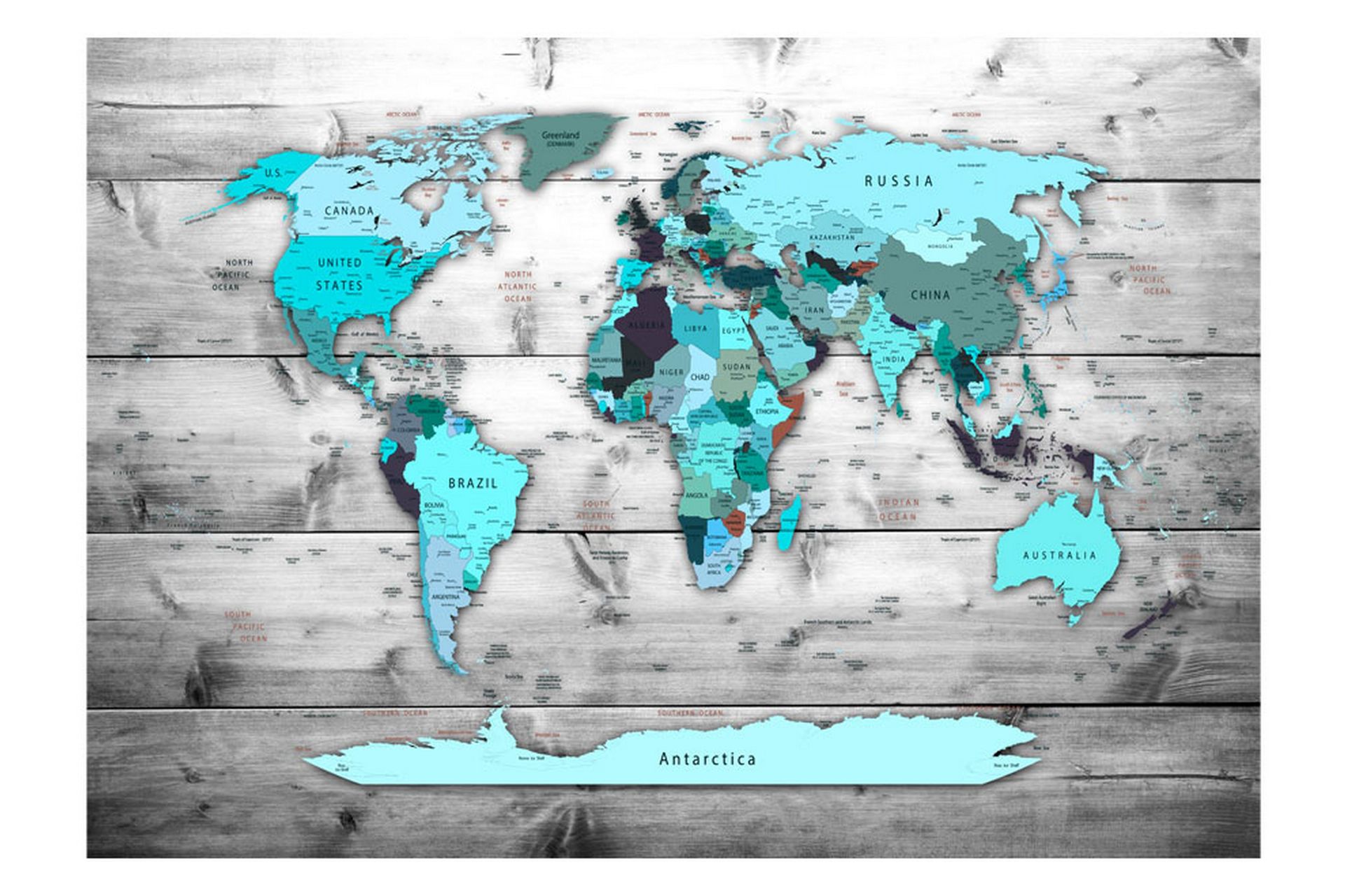 Valokuvatapetti World Map Blue Continents 400x280 - Artgeist sp. z o. o. - Sisustustuotteet - Seinäkoristeet - Tapetit - Valokuvatapetit