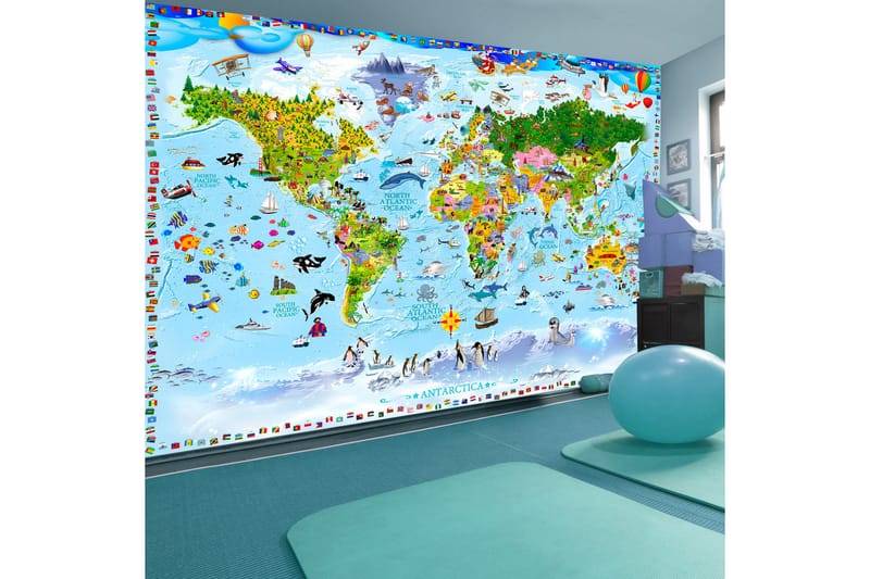 Valokuvatapetti World Map For Kids 100x70 - Artgeist sp. z o. o. - Sisustustuotteet - Seinäkoristeet - Tapetit - Valokuvatapetit