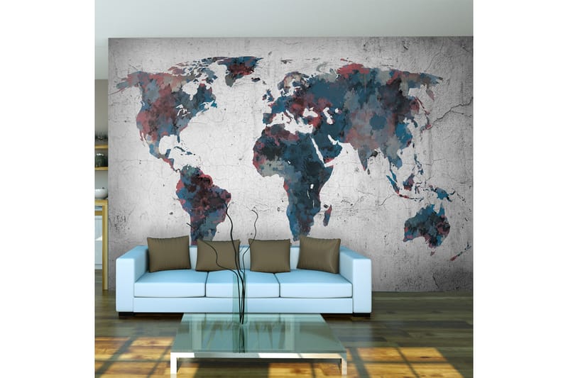 Valokuvatapetti World Map On The Wall 350x270, Artgeist sp. z o. o.