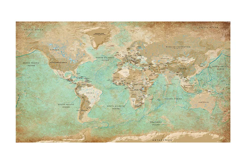 Valokuvatapetti XXL Turquoise World Map II 500x280 - Artgeist sp. z o. o. - Sisustustuotteet - Seinäkoristeet - Tapetit - Valokuvatapetit