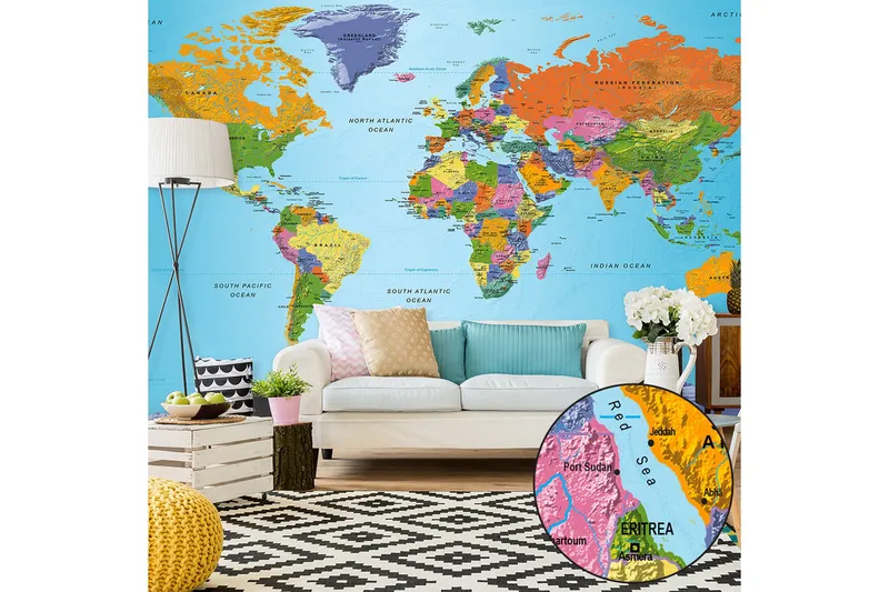 Valokuvatapetti XXL World Map Colorful Geography II 500x280, Artgeist sp. z o. o.