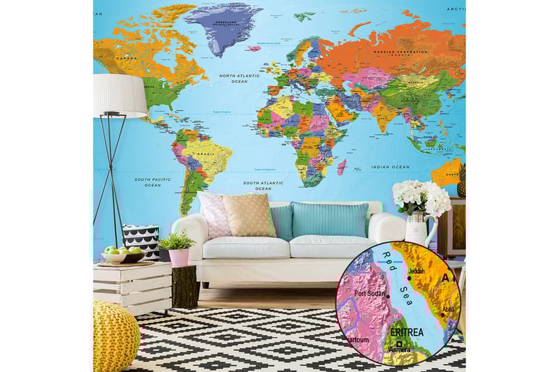 Valokuvatapetti XXL World Map Colorful Geography II 500x280 - Artgeist sp. z o. o. - Sisustustuotteet - Seinäkoristeet - Tapetit - Valokuvatapetit