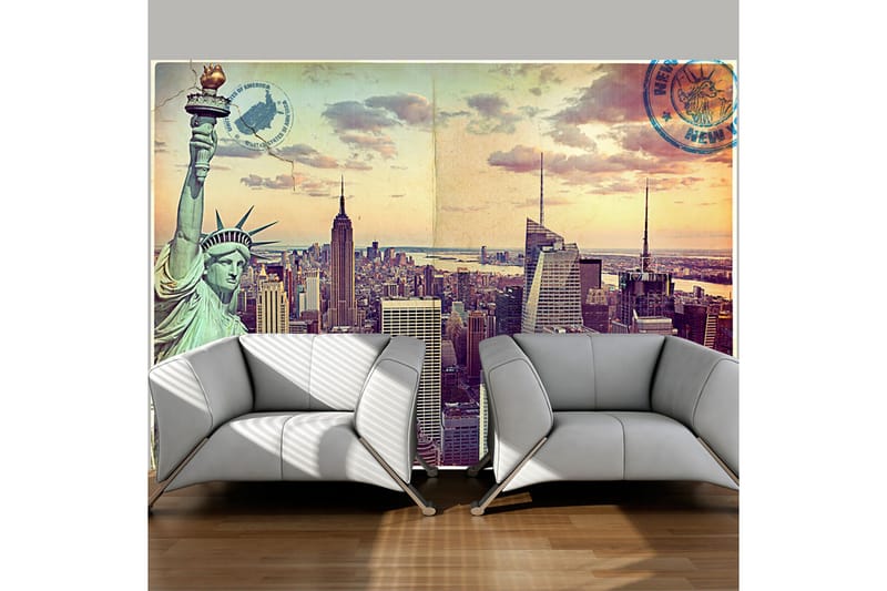 Valokuvatapetti Postikortti New Yorkista 200x140 - Artgeist sp. z o. o. - Sisustustuotteet - Seinäkoristeet - Tapetit - Valokuvatapetit