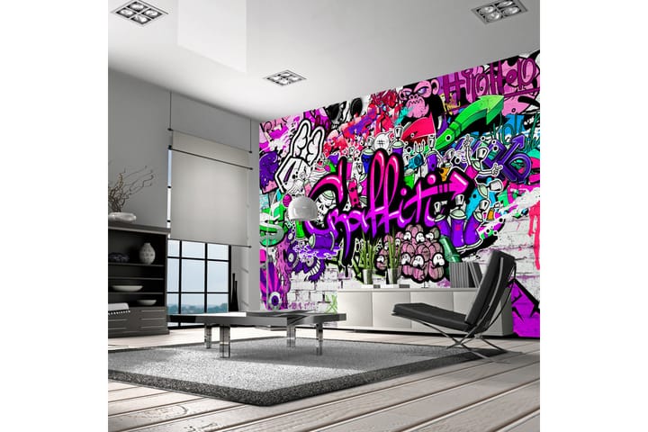 Valokuvatapetti Purple Graffiti 250x175 - Artgeist sp. z o. o. - Valokuvatapetit