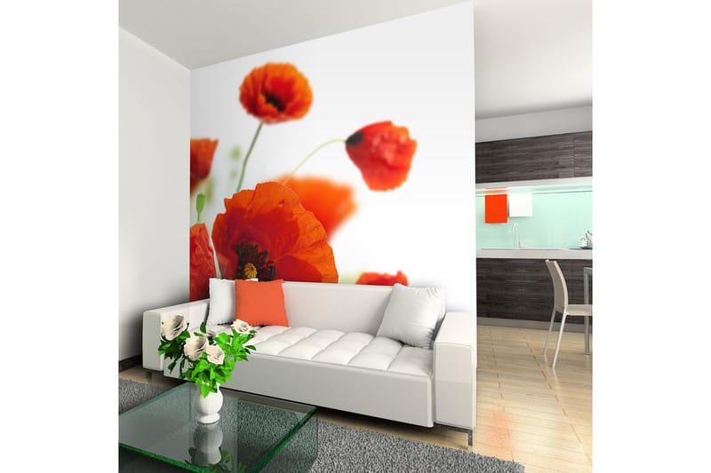 Valokuvatapetti Poppies On The Wihite Background 250x193 - Artgeist sp. z o. o. - Sisustustuotteet - Seinäkoristeet - Tapetit - Valokuvatapetit
