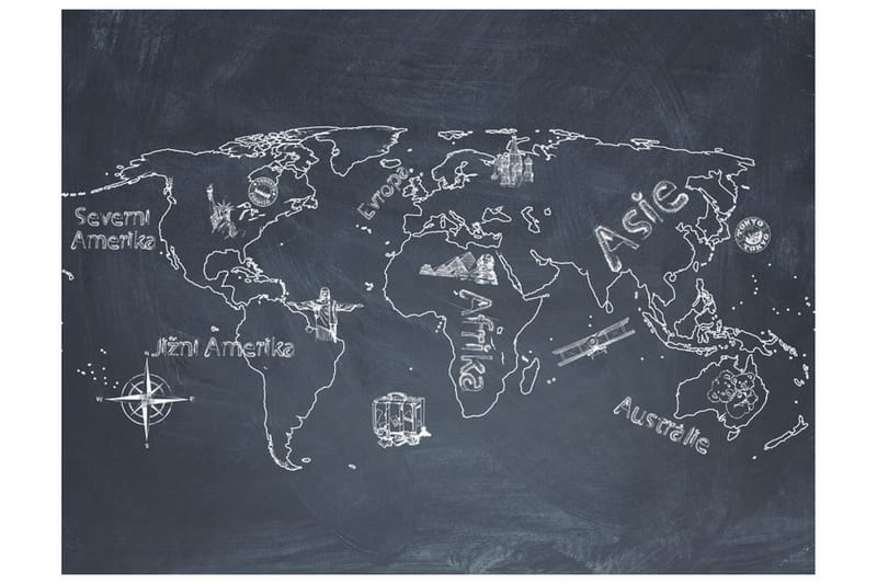 Valokuvatapetti Pieni Matka Suuret Matkat Tšekki 200x154 - Artgeist sp. z o. o. - Sisustustuotteet - Seinäkoristeet - Tapetit - Valokuvatapetit