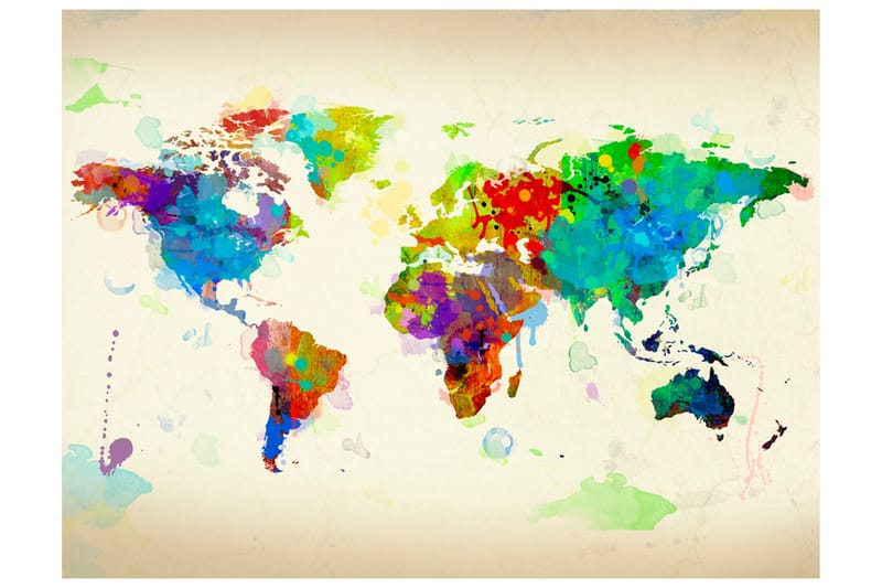 Valokuvatapetti Paint Splashes Map Of The World 250x193 - Artgeist sp. z o. o. - Sisustustuotteet - Seinäkoristeet - Tapetit - Valokuvatapetit