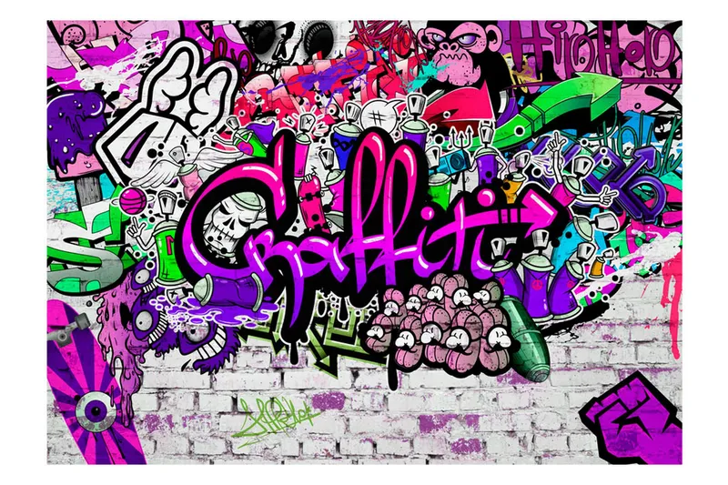 Valokuvatapetti Purple Graffiti 100x70, Artgeist sp. z o. o.