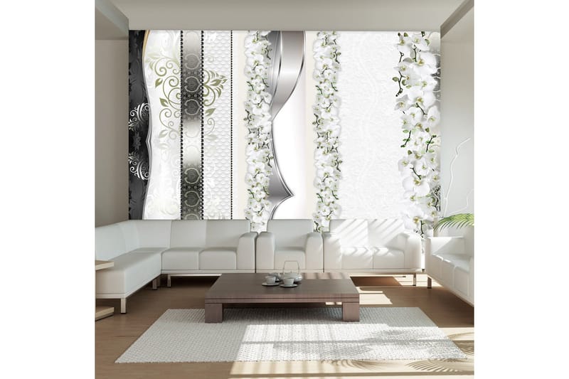 Valokuvatapetti Parade Of Orchids In Shades Of Gray 150x105, Artgeist sp. z o. o.