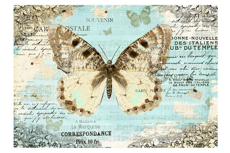 Valokuvatapetti Postcard With Butterfly 100x70, Artgeist sp. z o. o.
