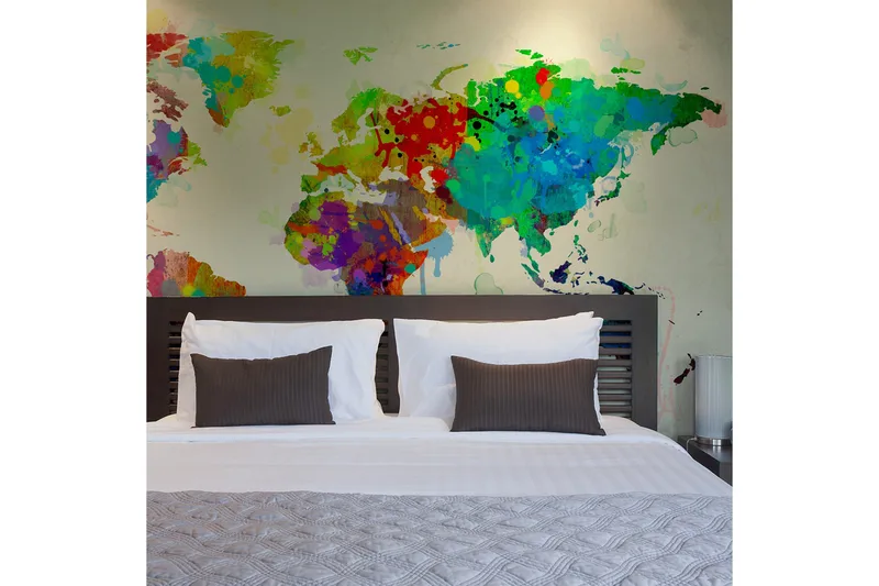 Valokuvatapetti Paint Splashes Map Of The World 250x193, Artgeist sp. z o. o.