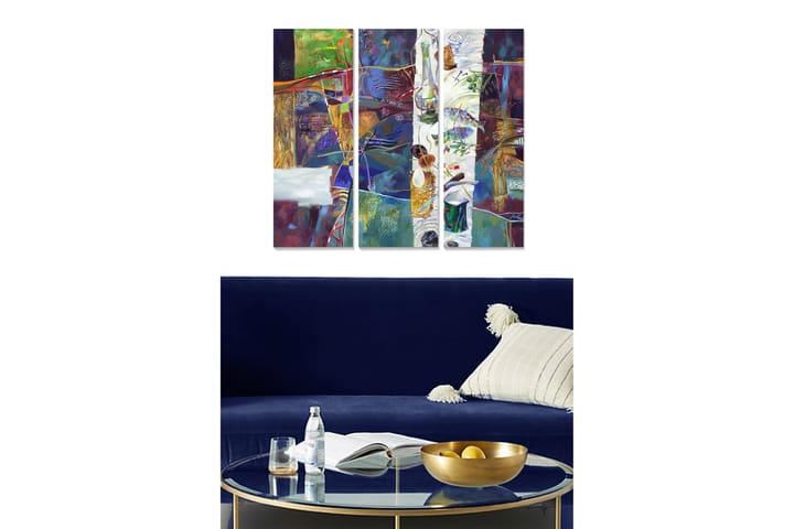 Taulu Abstract 3-pak Monivärinen - 20x50 cm - Seinäkoristeet - Canvas-taulu
