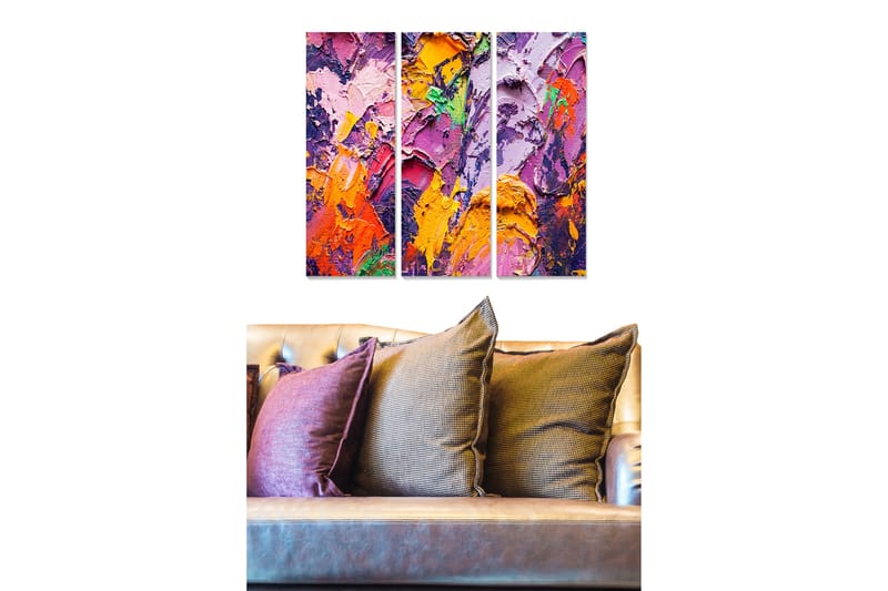 Taulu Abstract 3-pak Monivärinen - 20x50 cm - Sisustustuotteet - Seinäkoristeet