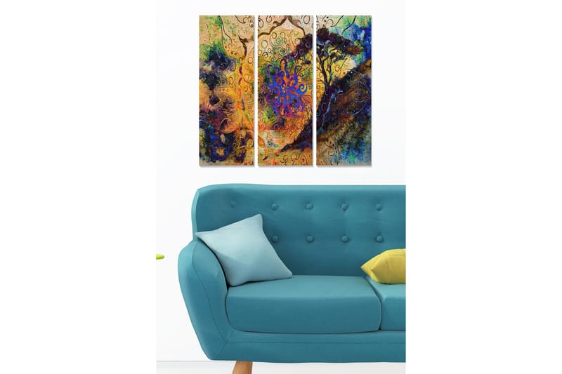 Taulu Abstract 3-pak Monivärinen - 20x50 cm - Sisustustuotteet - Seinäkoristeet