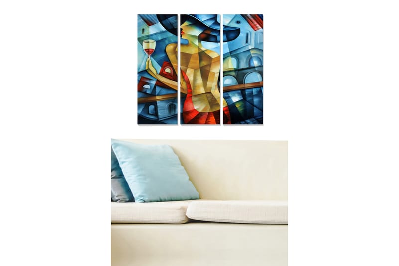 Taulu Abstract 3-pak Monivärinen - 20x50 cm - Sisustustuotteet - Seinäkoristeet