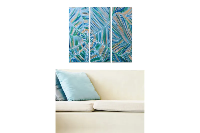 Taulu Abstract 3-pak Monivärinen, 20x50 cm