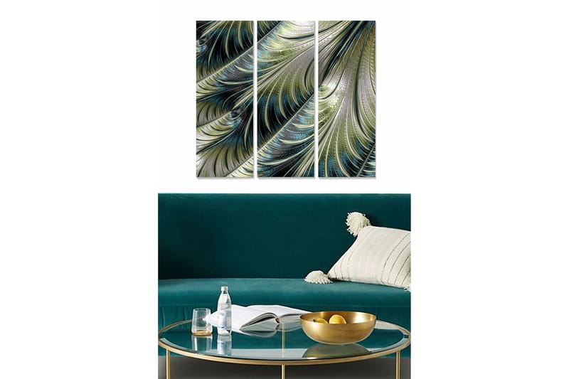 Taulu Abstract 3-pak Monivärinen, 20x50 cm