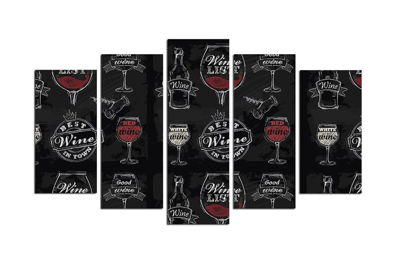 Taulu Abstract 5-pak Monivärinen, 20x60 cm