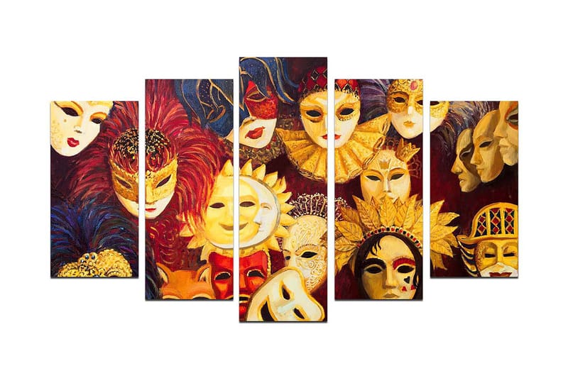 Taulu Abstract 5-pak Monivärinen, 20x60 cm