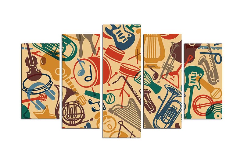 Taulu Abstract 5-pak Monivärinen, 20x60 cm