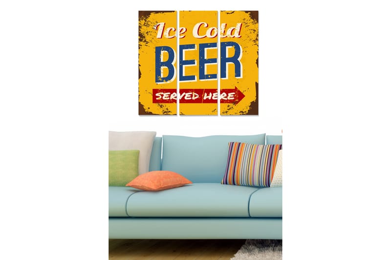 Taulu Advertisement 3-pak Monivärinen - 20x50 cm - Sisustustuotteet - Seinäkoristeet
