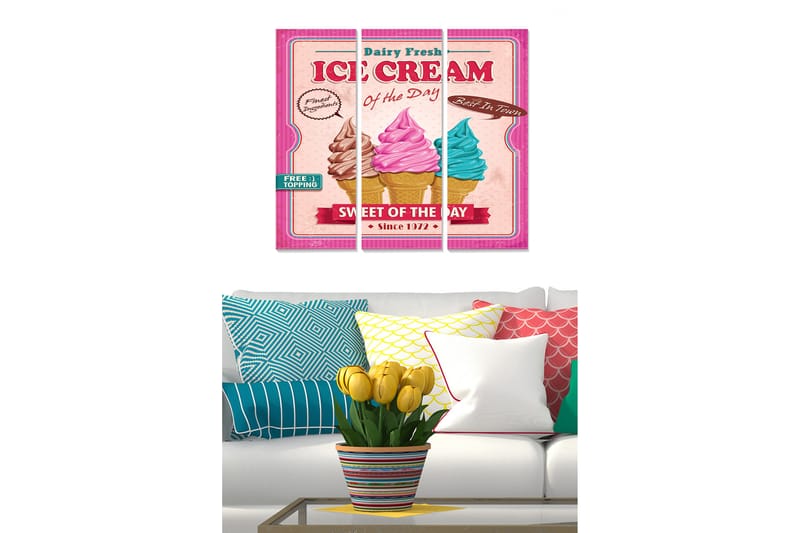 Taulu Advertisement 3-pak Monivärinen - 20x50 cm - Sisustustuotteet - Seinäkoristeet