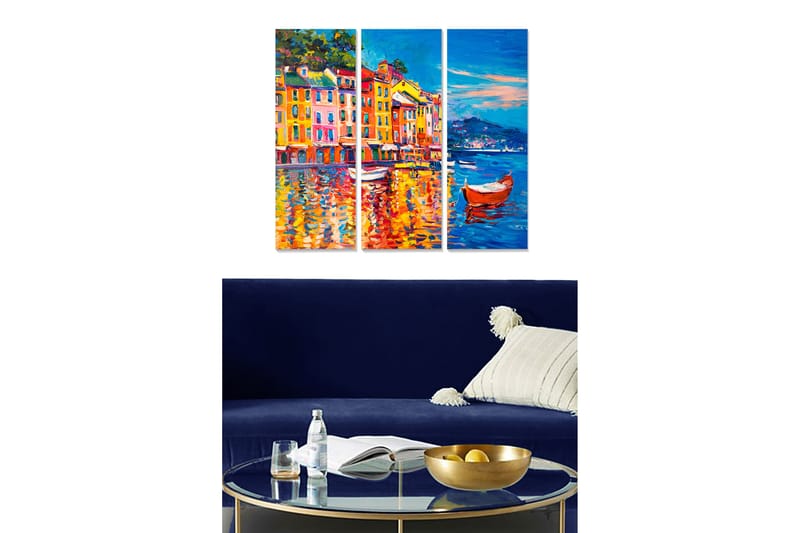 Taulu City 3-pak Monivärinen - 20x50 cm - Sisustustuotteet - Seinäkoristeet