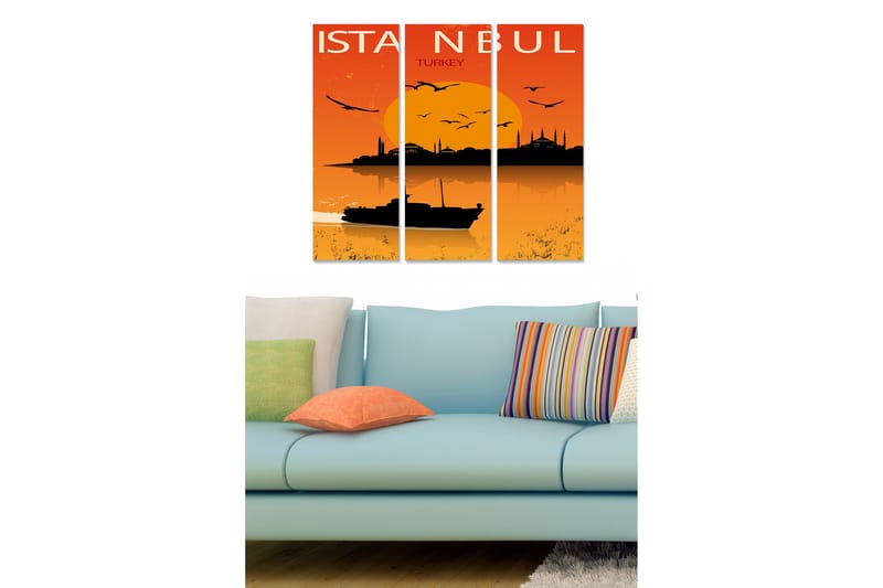Taulu City 3-pak Monivärinen - 20x50 cm - Sisustustuotteet - Seinäkoristeet