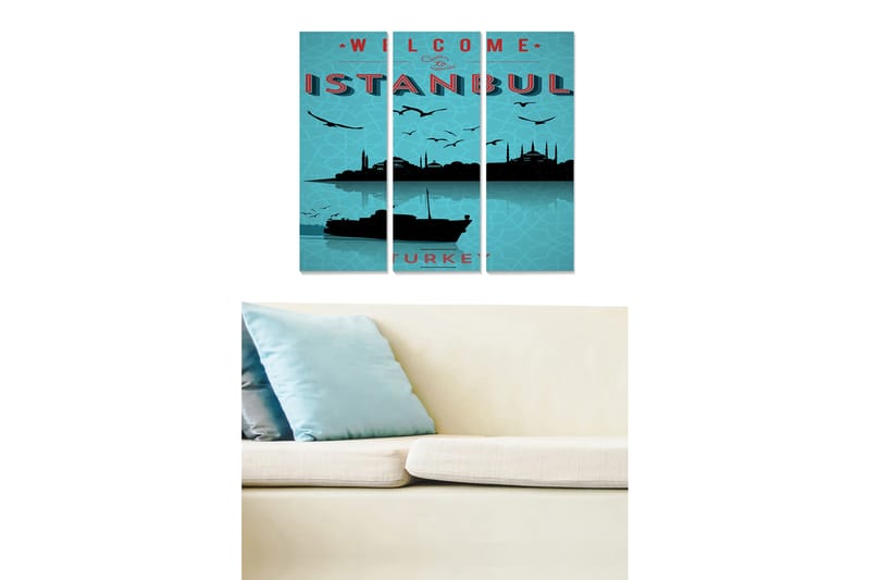 Taulu City 3-pak Monivärinen - 20x50 cm - Sisustustuotteet - Seinäkoristeet