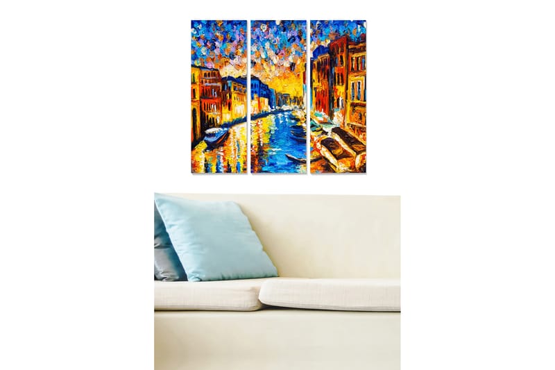 Taulu City 3-pak Monivärinen - 20x50 cm - Sisustustuotteet - Seinäkoristeet