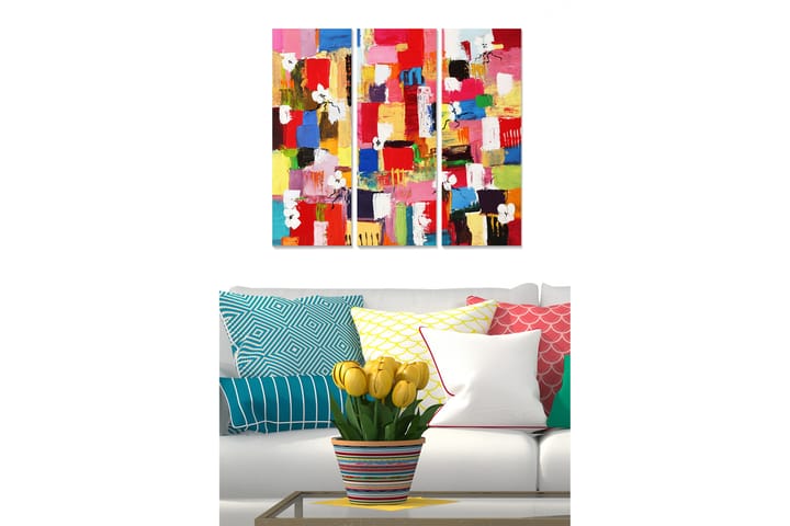 Taulu Colorful 3-pak Monivärinen - 20x50 cm - Canvas-taulu - Seinäkoristeet