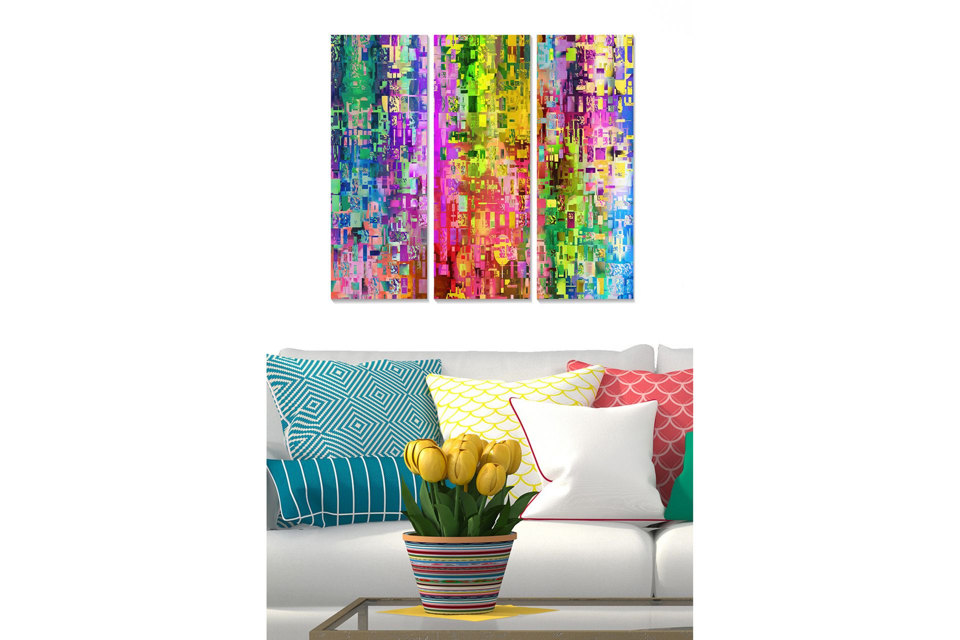 Taulu Colorful 3-pak Monivärinen - 20x50 cm - Sisustustuotteet - Seinäkoristeet