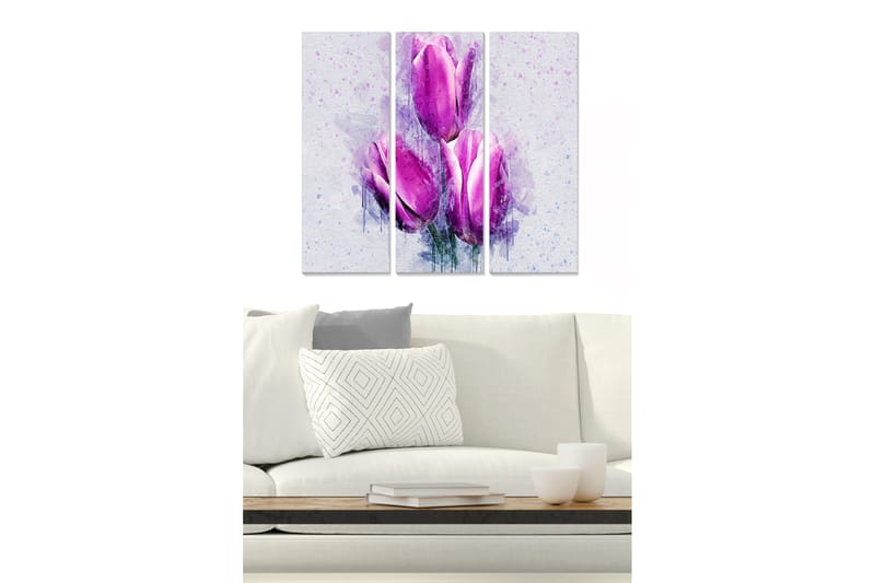 Taulu Floral 3-pak Monivärinen - 20x50 cm - Sisustustuotteet - Seinäkoristeet