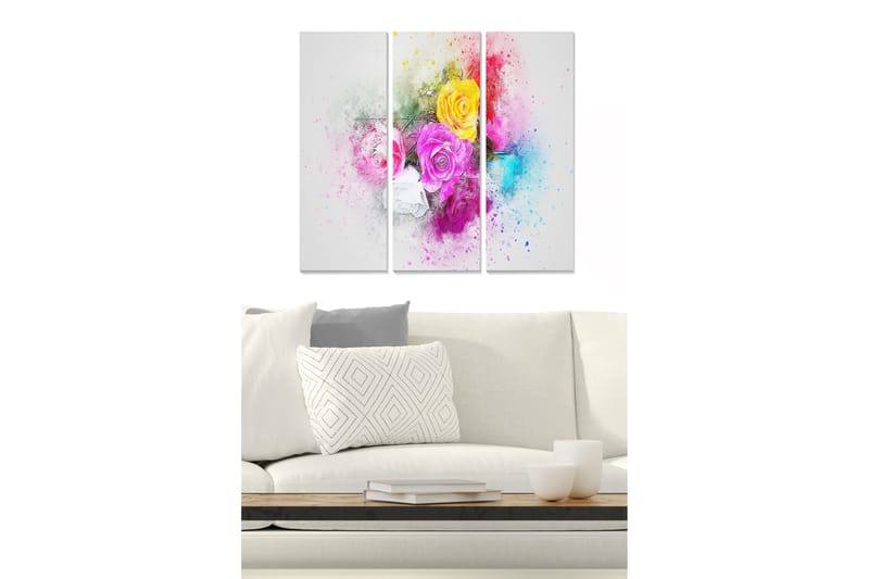 Taulu Floral 3-pak Monivärinen - 20x50 cm - Sisustustuotteet - Seinäkoristeet
