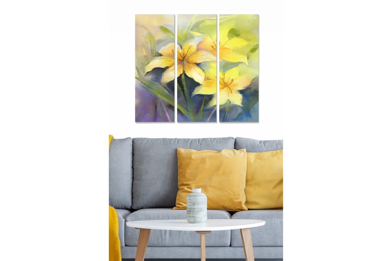 Taulu Floral 3-pak Monivärinen - 20x50 cm - Sisustustuotteet - Seinäkoristeet