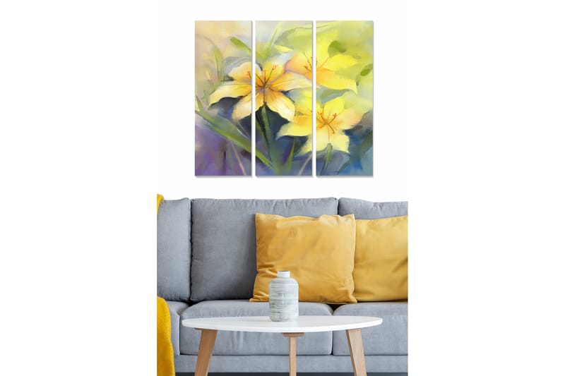 Taulu Floral 3-pak Monivärinen - 20x50 cm - Canvas-taulu - Seinäkoristeet