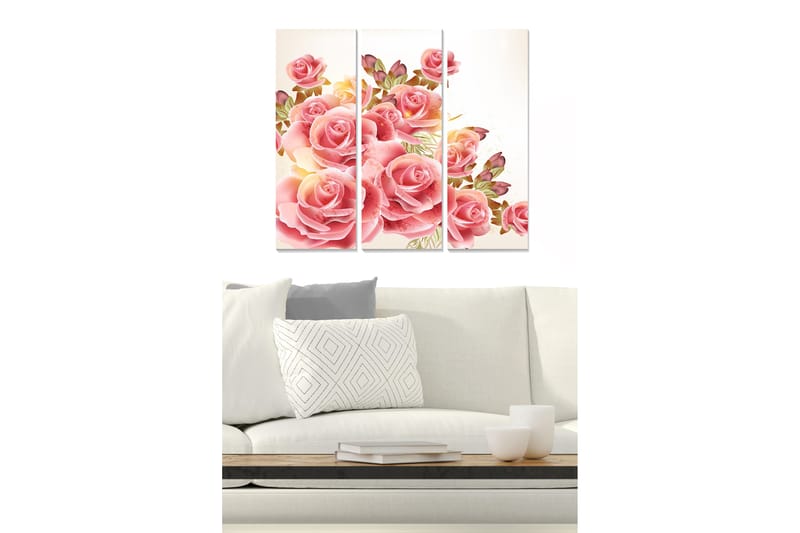 Taulu Floral 3-pak Monivärinen - 20x50 cm - Sisustustuotteet - Seinäkoristeet