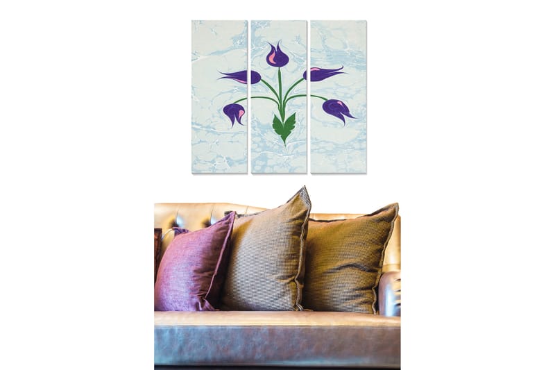 Taulu Floral 3-pak Monivärinen - 20x50 cm - Sisustustuotteet - Seinäkoristeet
