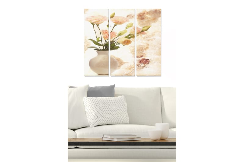 Taulu Floral 3-pak Monivärinen - 20x50 cm - Sisustustuotteet - Seinäkoristeet