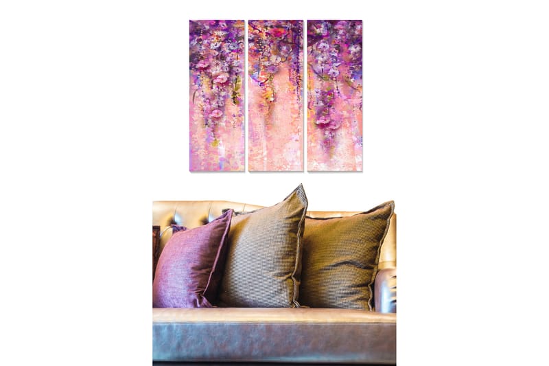 Taulu Floral 3-pak Monivärinen - 20x50 cm - Sisustustuotteet - Seinäkoristeet